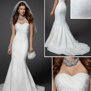 BEBE Ivory Drape Top Lace Mermaid Wedding Gown